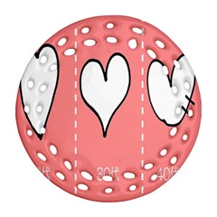 Love Heart Valentine Pink White Sexy Ornament (round Filigree) by Mariart