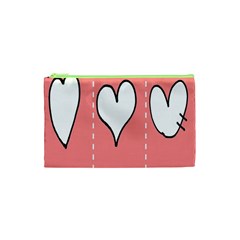 Love Heart Valentine Pink White Sexy Cosmetic Bag (xs) by Mariart