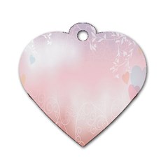 Love Heart Pink Valentine Flower Leaf Dog Tag Heart (two Sides)