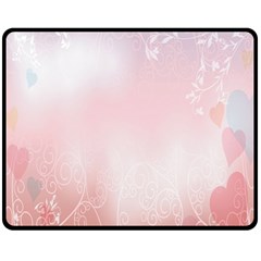 Love Heart Pink Valentine Flower Leaf Double Sided Fleece Blanket (medium)  by Mariart