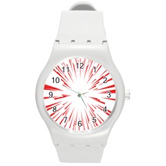 Line Red Sun Arrow Round Plastic Sport Watch (m)