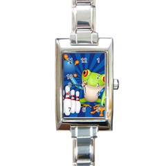 Tree Frog Bowling Rectangle Italian Charm Watch by crcustomgifts