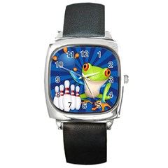 Tree Frog Bowling Square Metal Watch by crcustomgifts