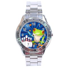 Tree Frog Bowling Stainless Steel Analogue Watch by crcustomgifts