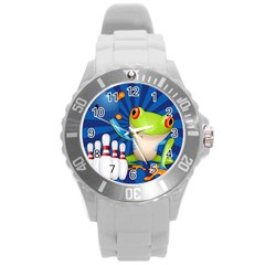 Tree Frog Bowling Round Plastic Sport Watch (l) by crcustomgifts