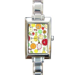 Mango Fruit Pieces Watermelon Dragon Passion Fruit Apple Strawberry Pineapple Melon Rectangle Italian Charm Watch by Mariart