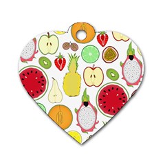 Mango Fruit Pieces Watermelon Dragon Passion Fruit Apple Strawberry Pineapple Melon Dog Tag Heart (one Side) by Mariart