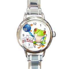 Tree Frog Bowler Round Italian Charm Watch by crcustomgifts