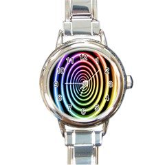 Hypnotic Circle Rainbow Round Italian Charm Watch by Mariart
