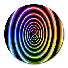 Hypnotic Circle Rainbow Round Mousepads