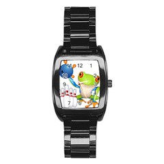 Tree Frog Bowler Stainless Steel Barrel Watch by crcustomgifts