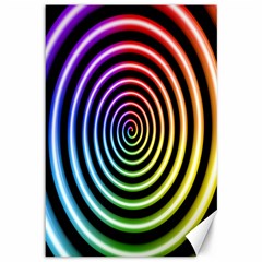 Hypnotic Circle Rainbow Canvas 12  X 18   by Mariart