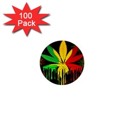 Marijuana Cannabis Rainbow Love Green Yellow Red Black 1  Mini Buttons (100 Pack) 
