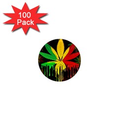 Marijuana Cannabis Rainbow Love Green Yellow Red Black 1  Mini Magnets (100 Pack)  by Mariart