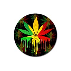 Marijuana Cannabis Rainbow Love Green Yellow Red Black Magnet 3  (round)