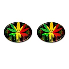 Marijuana Cannabis Rainbow Love Green Yellow Red Black Cufflinks (oval) by Mariart