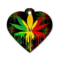 Marijuana Cannabis Rainbow Love Green Yellow Red Black Dog Tag Heart (two Sides)