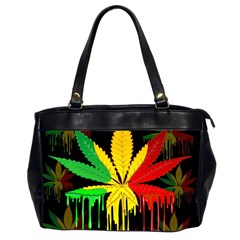 Marijuana Cannabis Rainbow Love Green Yellow Red Black Office Handbags (2 Sides) 