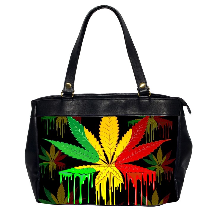 Marijuana Cannabis Rainbow Love Green Yellow Red Black Office Handbags (2 Sides) 