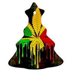 Marijuana Cannabis Rainbow Love Green Yellow Red Black Christmas Tree Ornament (two Sides)
