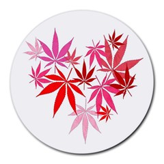 Marijuana Cannabis Rainbow Pink Love Heart Round Mousepads by Mariart