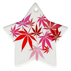 Marijuana Cannabis Rainbow Pink Love Heart Ornament (Star)