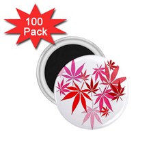 Marijuana Cannabis Rainbow Pink Love Heart 1 75  Magnets (100 Pack) 