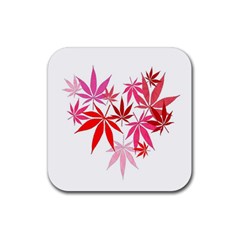 Marijuana Cannabis Rainbow Pink Love Heart Rubber Coaster (square) 