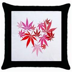Marijuana Cannabis Rainbow Pink Love Heart Throw Pillow Case (Black)