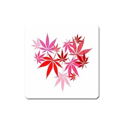 Marijuana Cannabis Rainbow Pink Love Heart Square Magnet