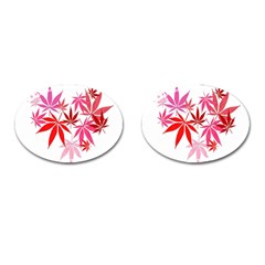 Marijuana Cannabis Rainbow Pink Love Heart Cufflinks (Oval)