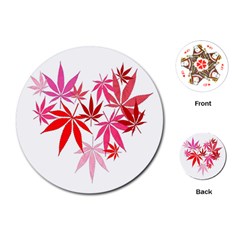 Marijuana Cannabis Rainbow Pink Love Heart Playing Cards (round)  by Mariart