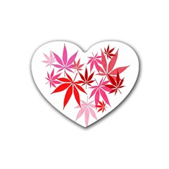 Marijuana Cannabis Rainbow Pink Love Heart Heart Coaster (4 Pack)  by Mariart