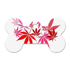 Marijuana Cannabis Rainbow Pink Love Heart Dog Tag Bone (Two Sides)