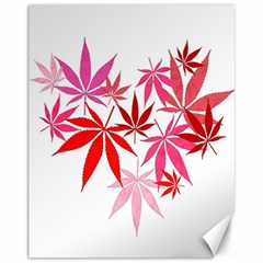 Marijuana Cannabis Rainbow Pink Love Heart Canvas 11  x 14  