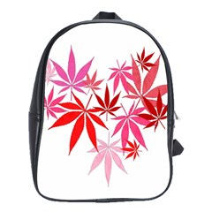 Marijuana Cannabis Rainbow Pink Love Heart School Bag (Large)
