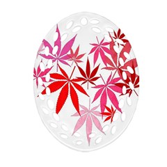 Marijuana Cannabis Rainbow Pink Love Heart Ornament (Oval Filigree)