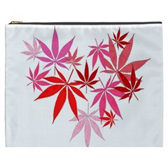 Marijuana Cannabis Rainbow Pink Love Heart Cosmetic Bag (XXXL) 
