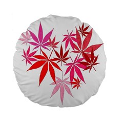 Marijuana Cannabis Rainbow Pink Love Heart Standard 15  Premium Round Cushions