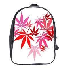 Marijuana Cannabis Rainbow Pink Love Heart School Bag (XL)