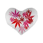 Marijuana Cannabis Rainbow Pink Love Heart Standard 16  Premium Flano Heart Shape Cushions Back