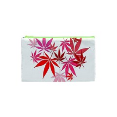 Marijuana Cannabis Rainbow Pink Love Heart Cosmetic Bag (XS)