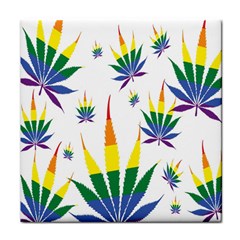 Marijuana Cannabis Rainbow Love Green Yellow Red White Leaf Tile Coasters