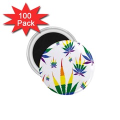 Marijuana Cannabis Rainbow Love Green Yellow Red White Leaf 1 75  Magnets (100 Pack) 