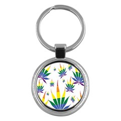 Marijuana Cannabis Rainbow Love Green Yellow Red White Leaf Key Chains (round) 