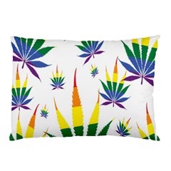 Marijuana Cannabis Rainbow Love Green Yellow Red White Leaf Pillow Case (two Sides) by Mariart