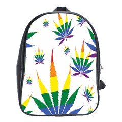 Marijuana Cannabis Rainbow Love Green Yellow Red White Leaf School Bag (xl) by Mariart