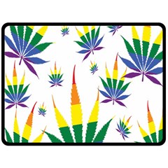 Marijuana Cannabis Rainbow Love Green Yellow Red White Leaf Double Sided Fleece Blanket (large) 