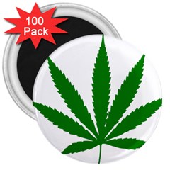 Marijuana Weed Drugs Neon Cannabis Green Leaf Sign 3  Magnets (100 Pack)