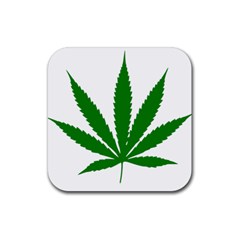 Marijuana Weed Drugs Neon Cannabis Green Leaf Sign Rubber Coaster (square) 